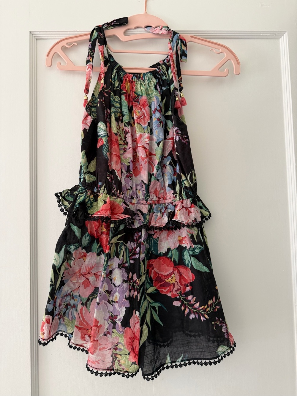 Zimmermann Black Floral  Kids One-Piece Romper